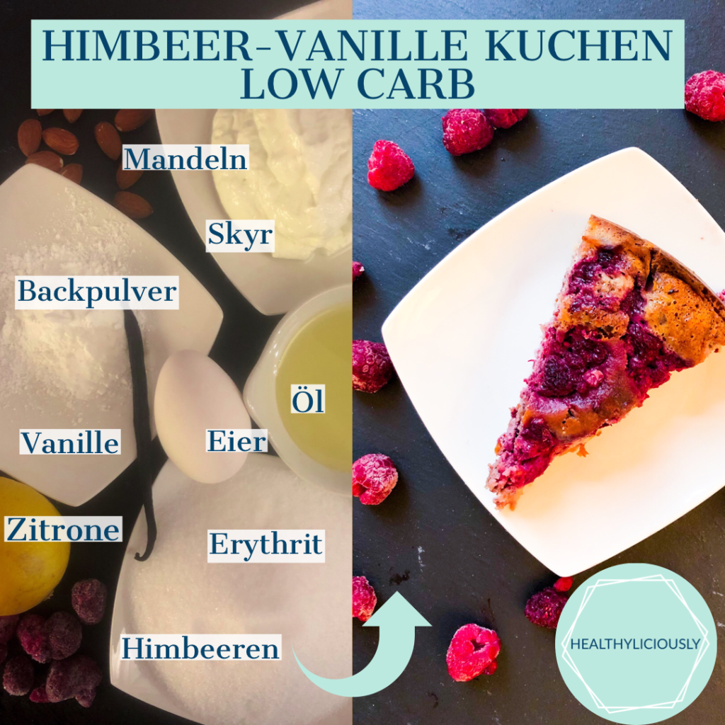 Himbeer-Vanille Kuchen low Carb - Healthyliciously